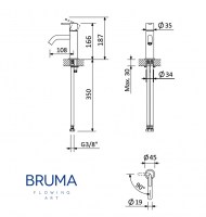 MEDIDAS MONOMANDO LAVABO X-ALPHA BRUMA
